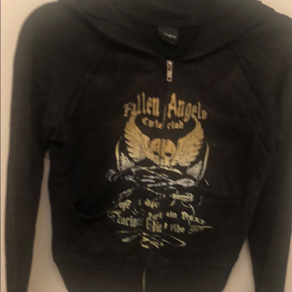 Distressed zip-up hoodie